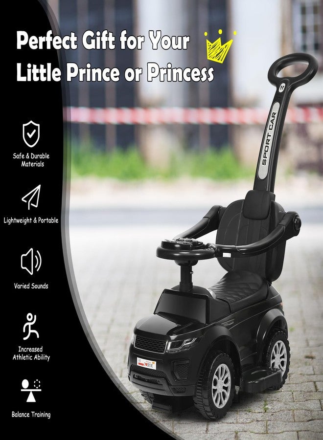 GLACER Push Cars for Toddlers 1-3, 3-in-1 Kids Sliding Car with Detachable Guardrail, Horn, Music, Lights, Storage Box and Anti-Roll Design, Ride on Push Car for Boys Girls (Black) - Image 3